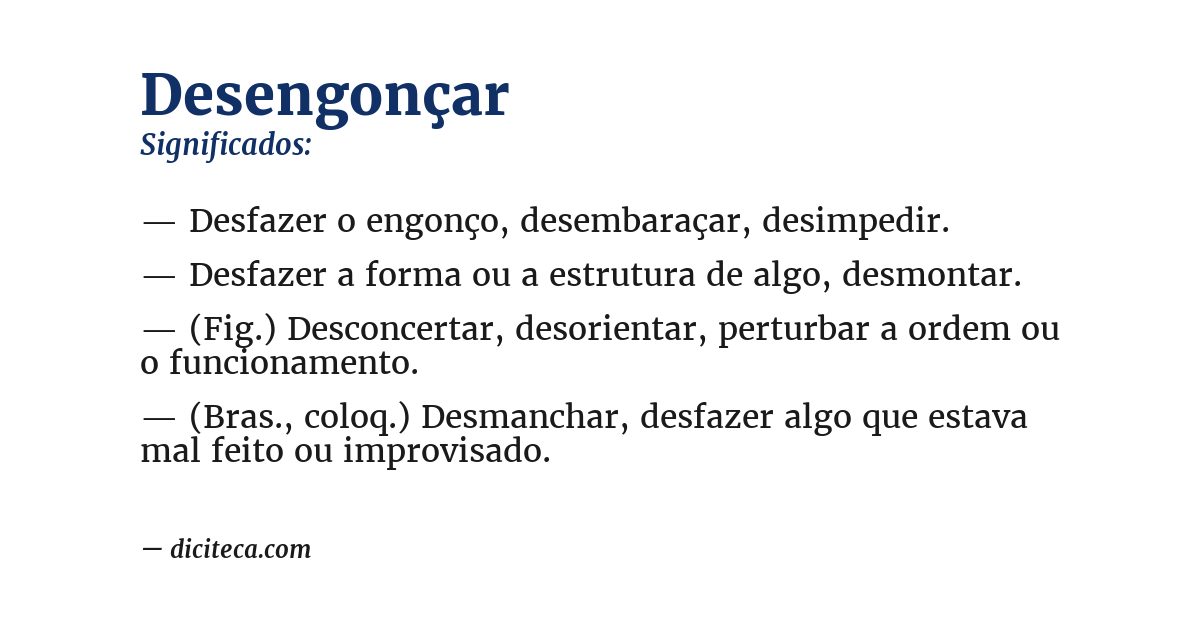 Significado de desengonçar