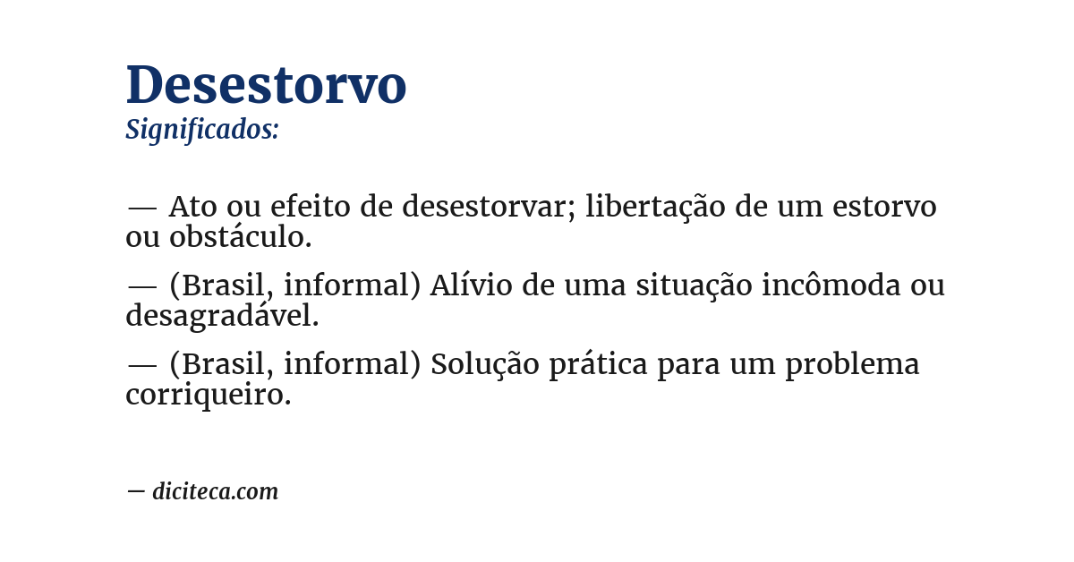 Significado de desestorvo