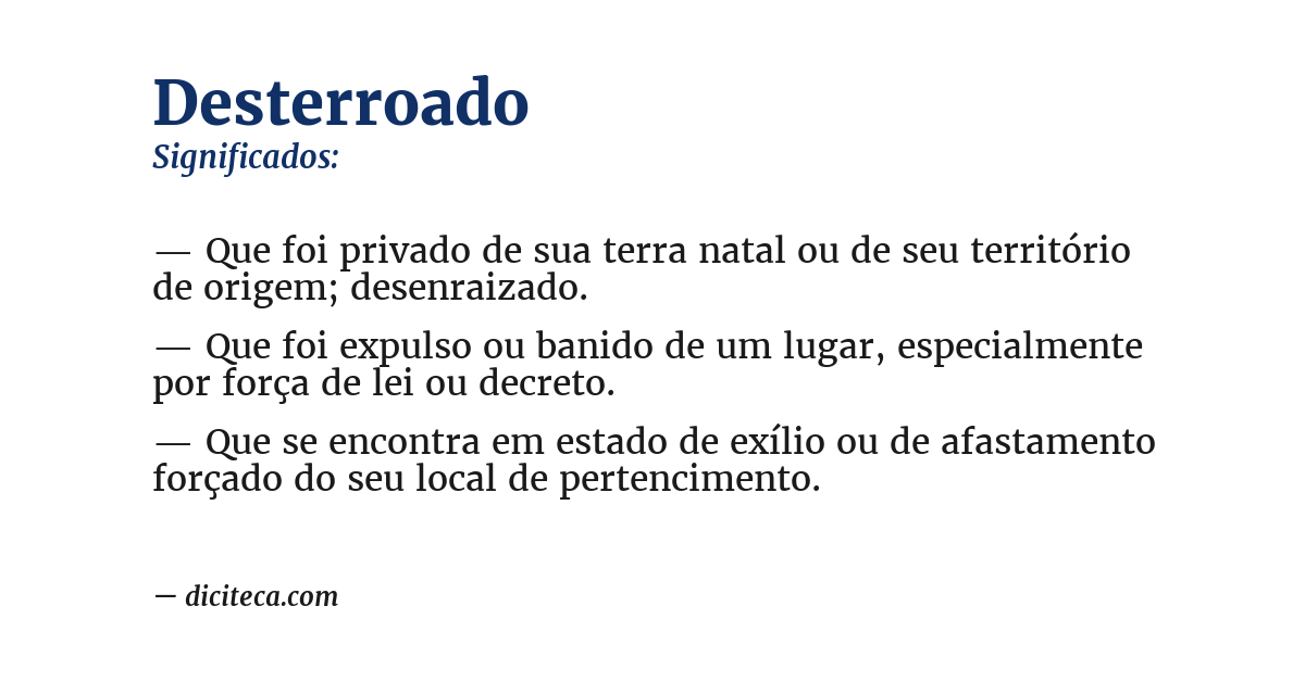 Significado de desterroado
