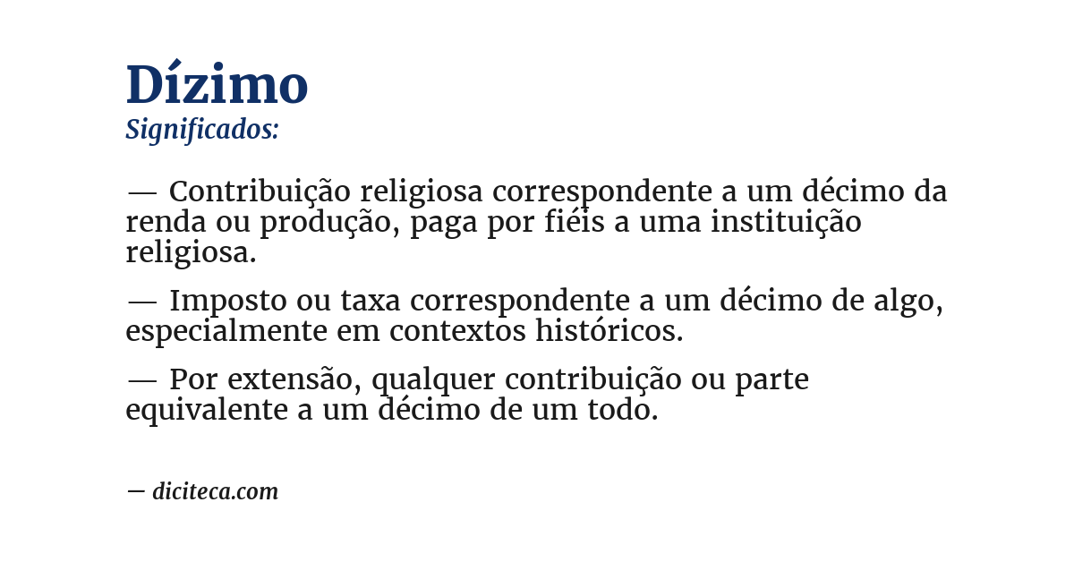 Significado de dízimo