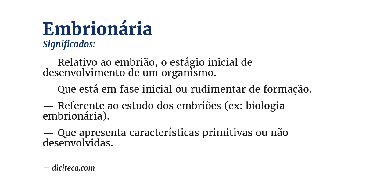 Significado de embrionária