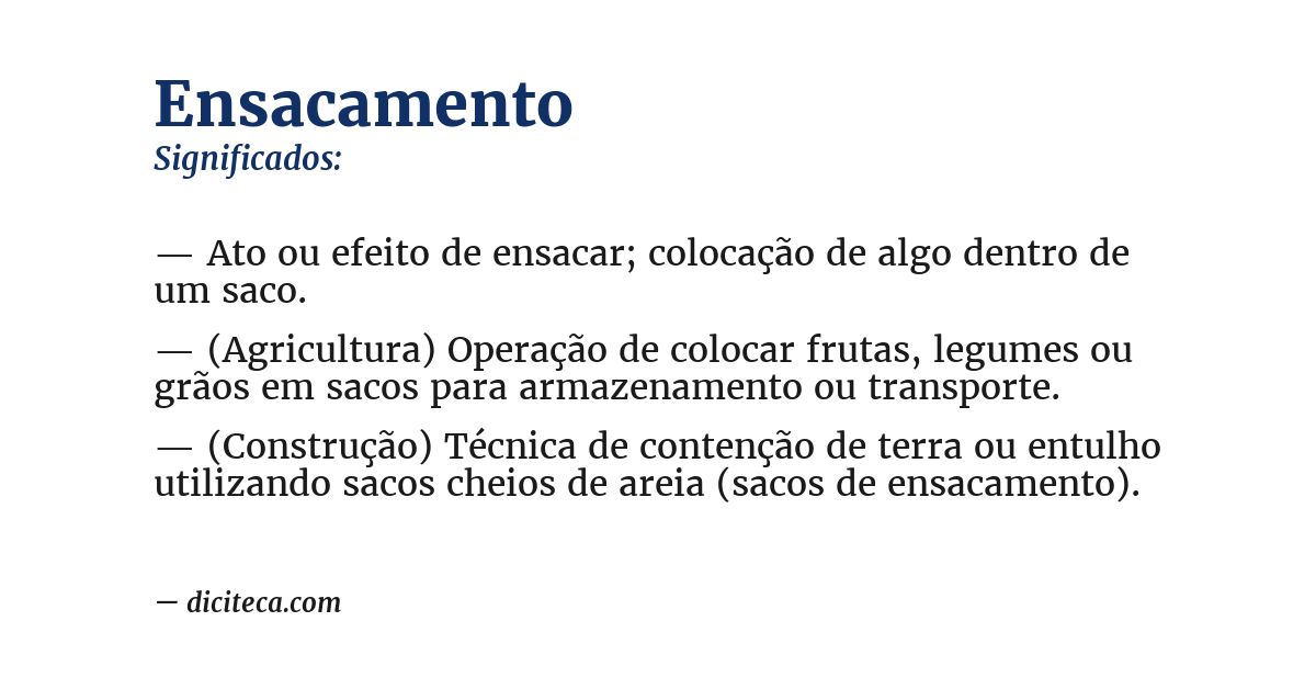 Significado de ensacamento