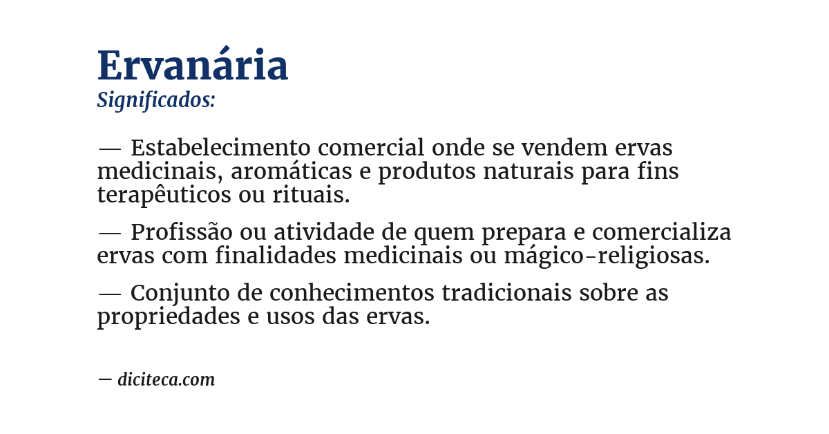 Significado de ervanária