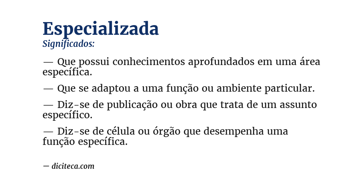 Significado de especializada