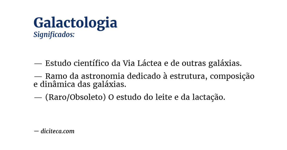 Significado de galactologia
