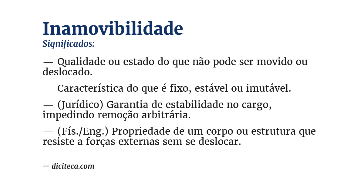 Significado de inamovibilidade