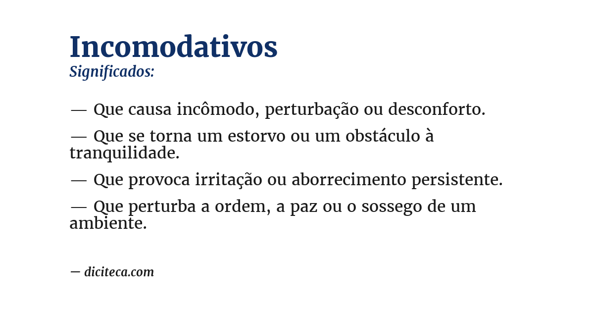 Significado de incomodativos
