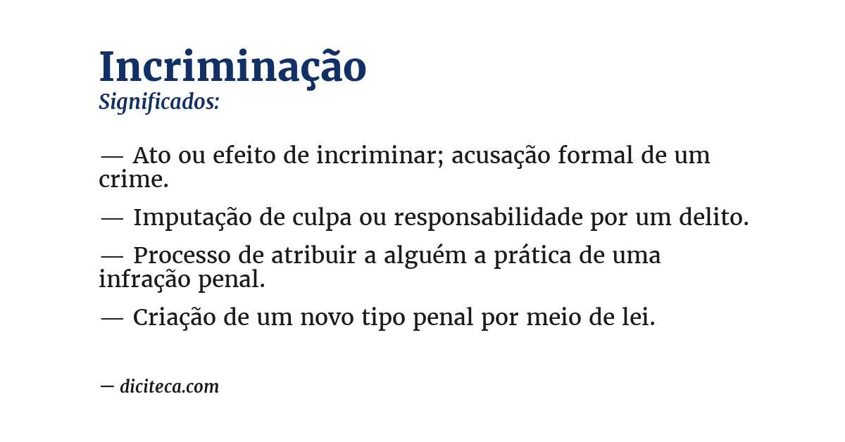 Significado de incriminação