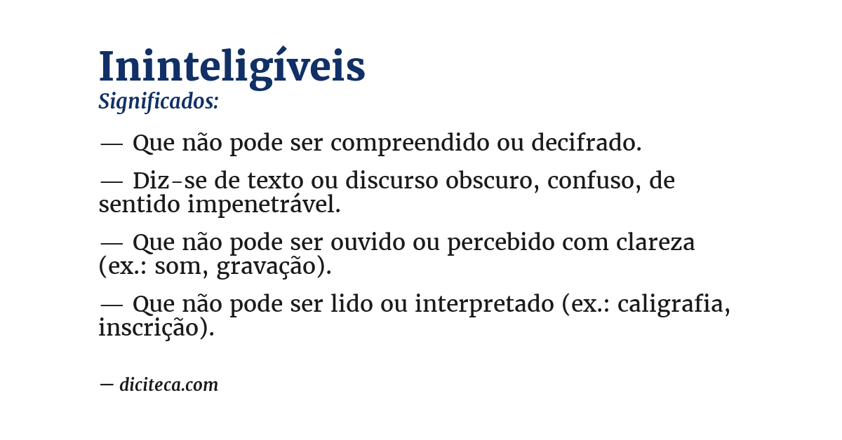 Significado de ininteligíveis