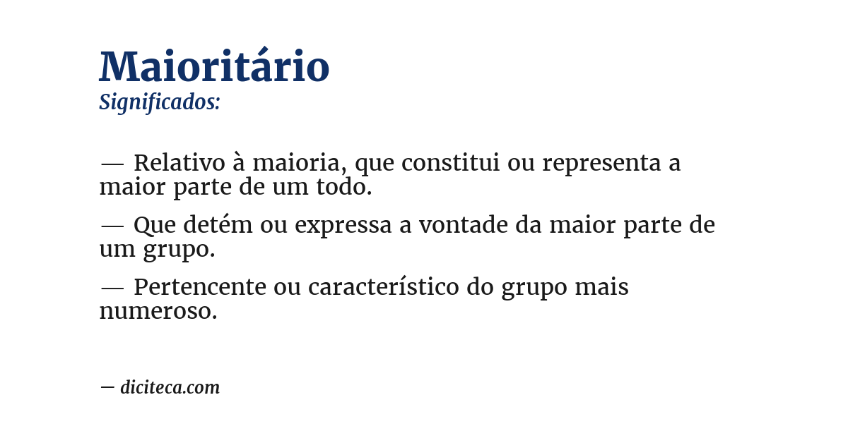 Significado de maioritário