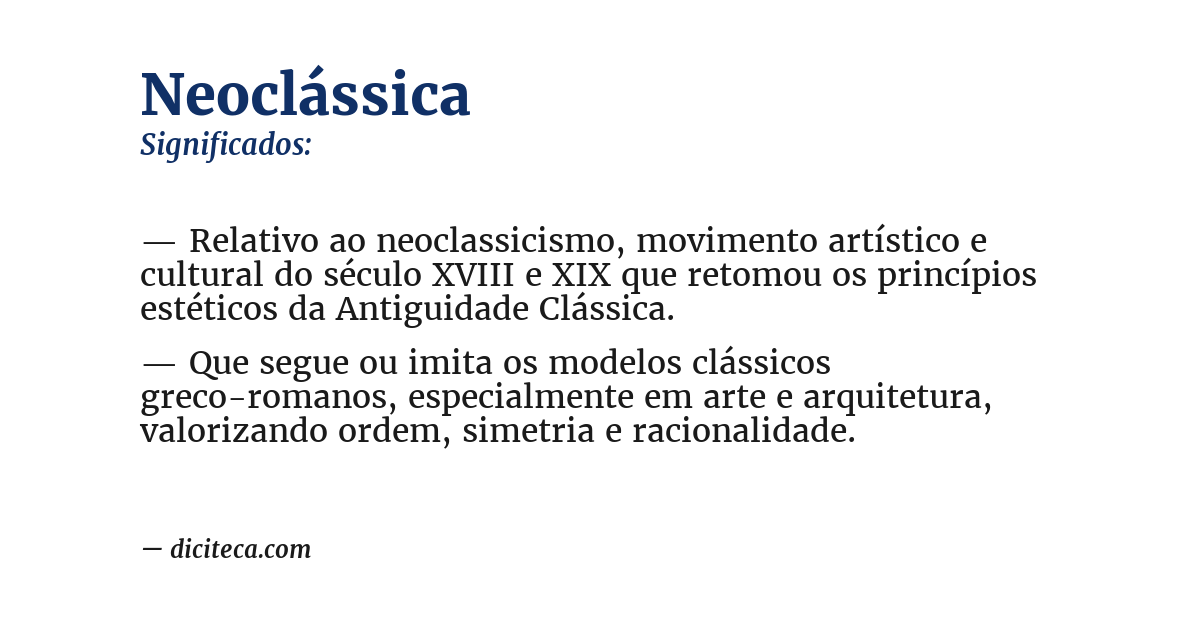 Significado de neoclássica