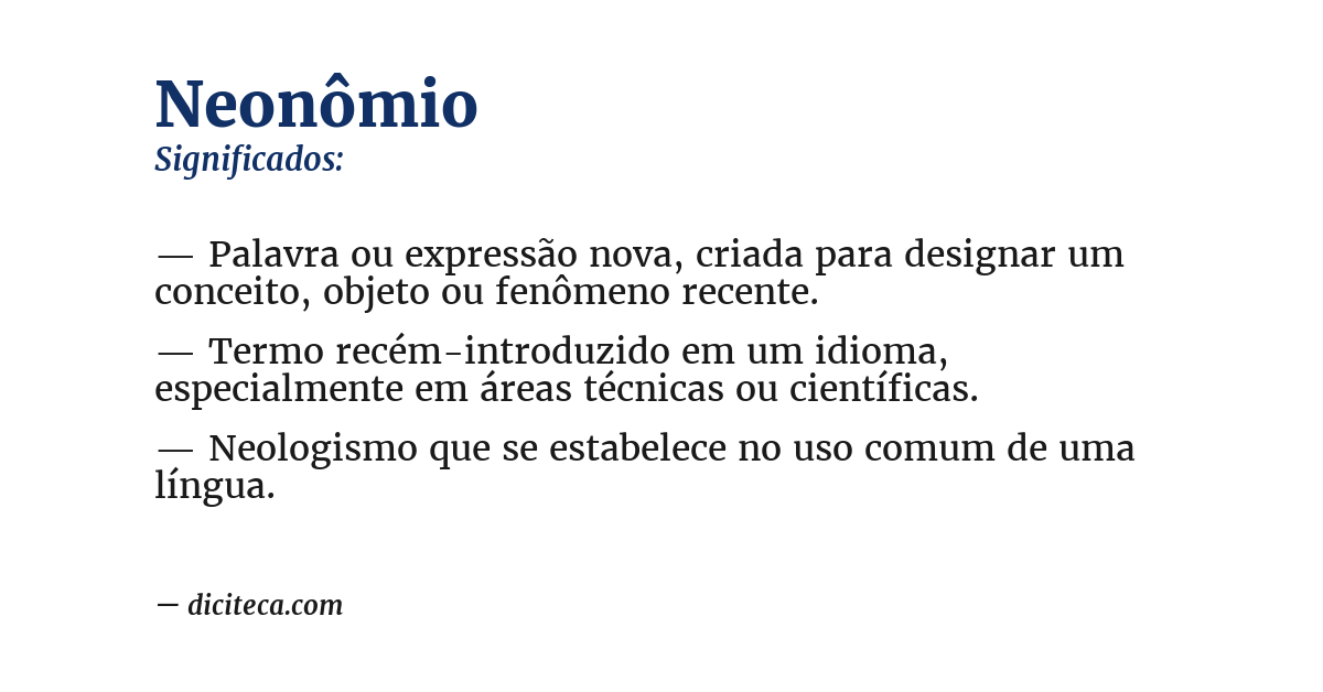 Significado de neonômio