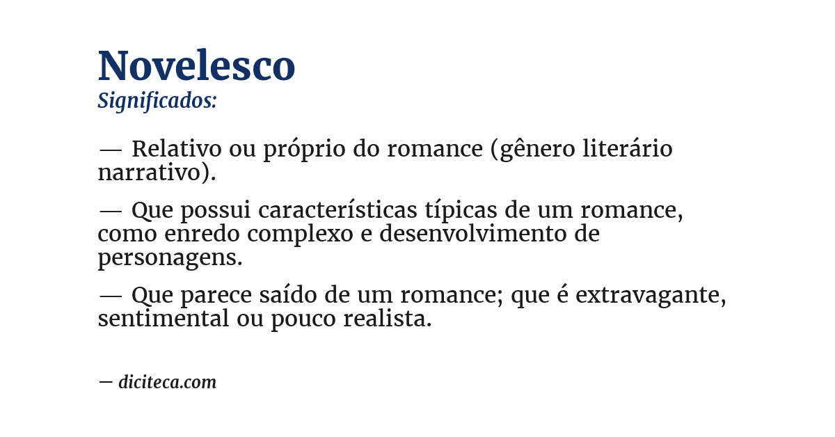 Significado de novelesco