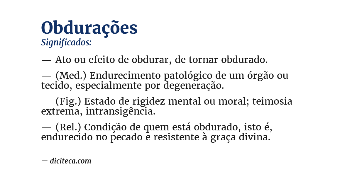 Significado de obdurações