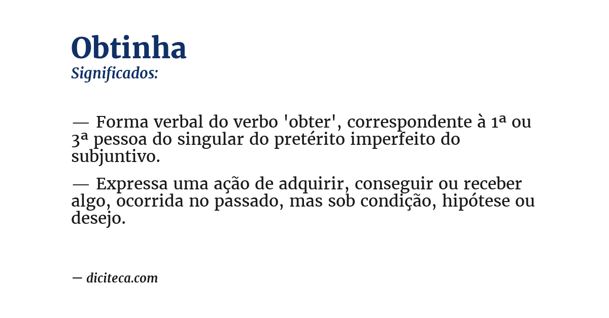 Significado de obtinha
