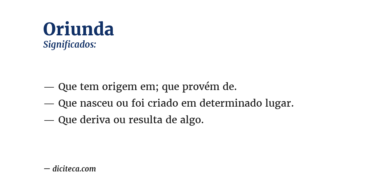 Significado de oriunda