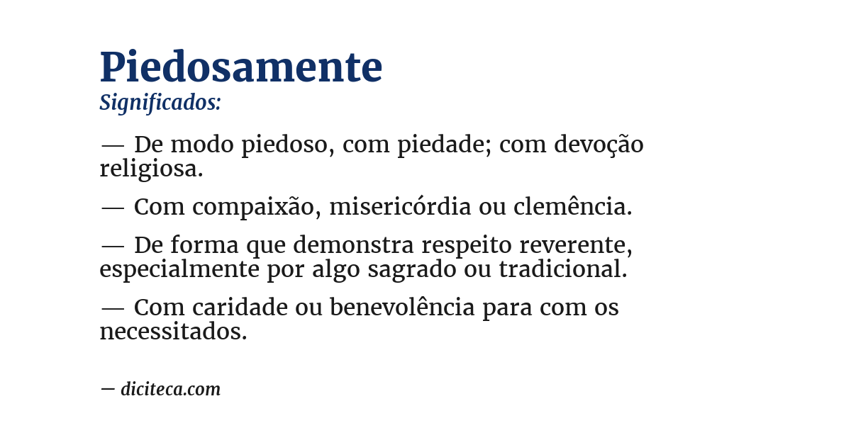Significado de piedosamente