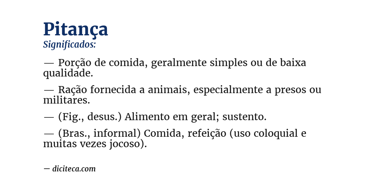 Significado de pitança