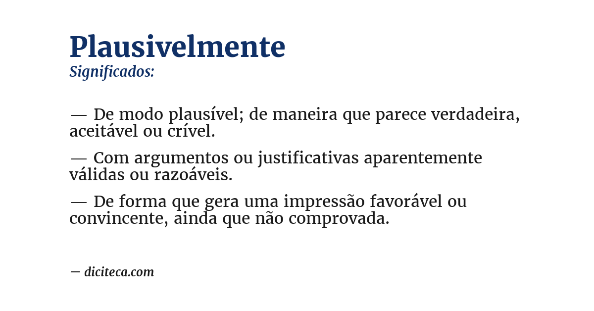 Significado de plausivelmente