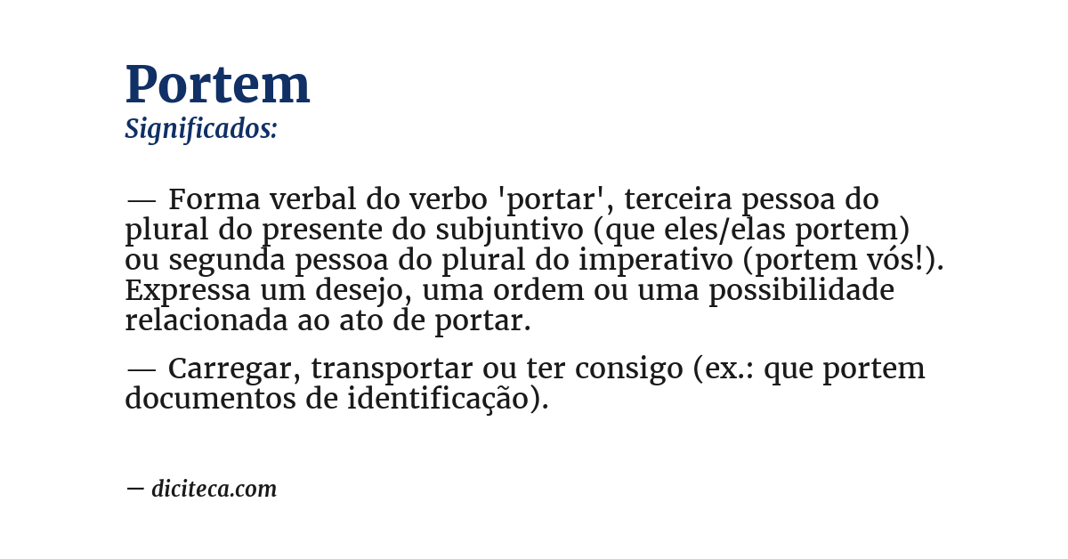 Significado de portem