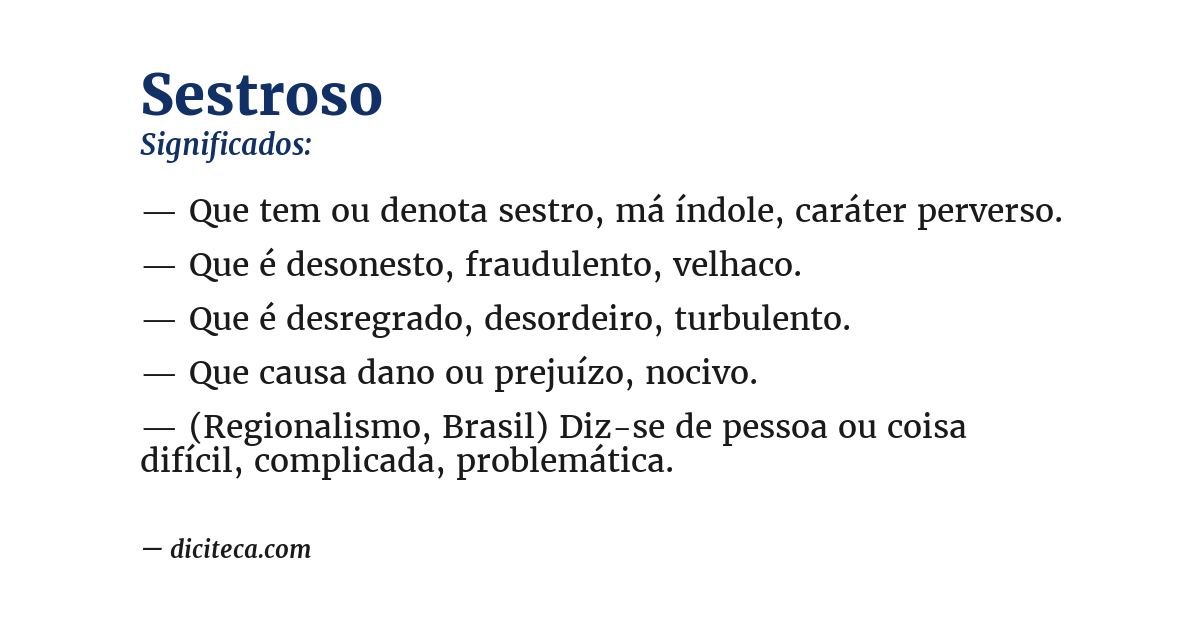 Significado de sestroso