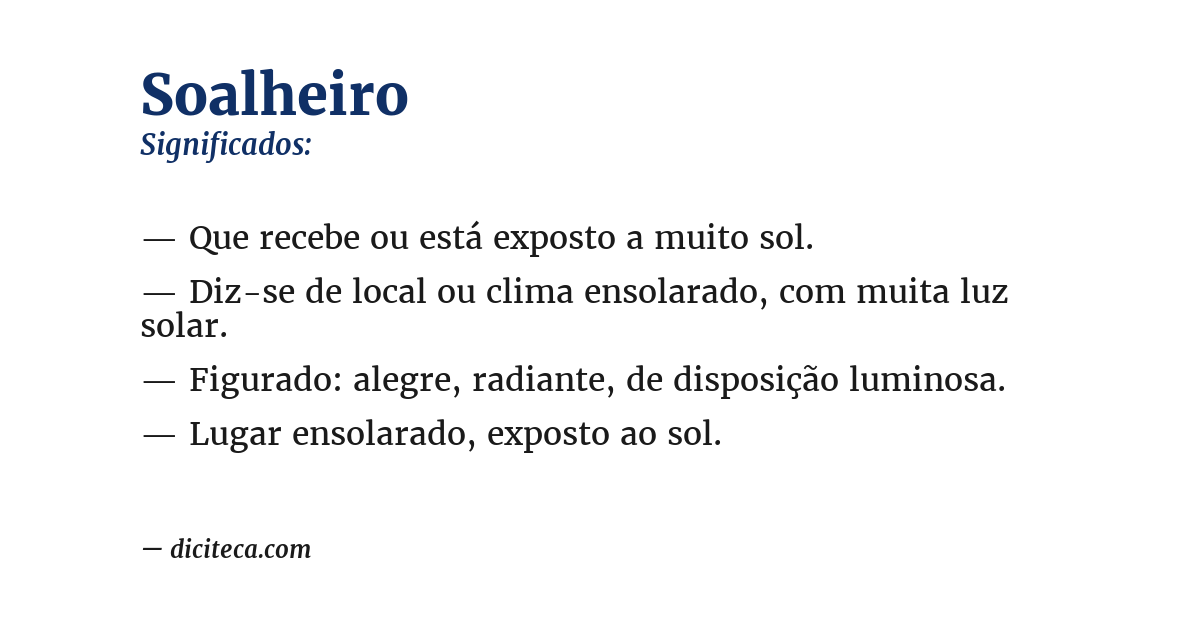 Significado de soalheiro