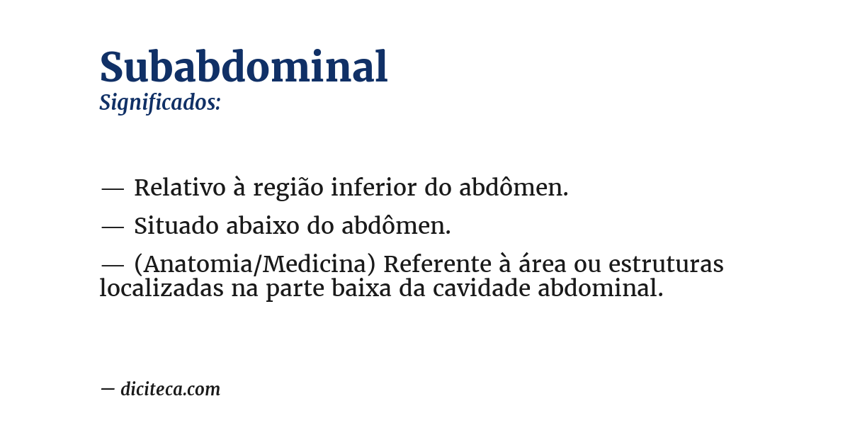 Significado de subabdominal