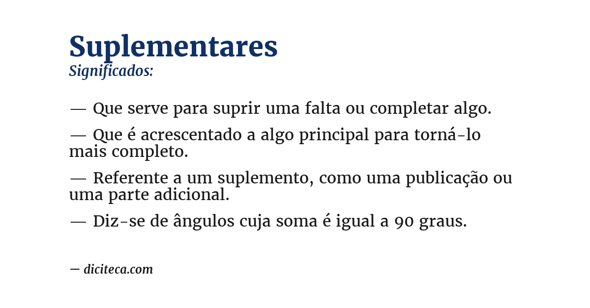 Significado de suplementares
