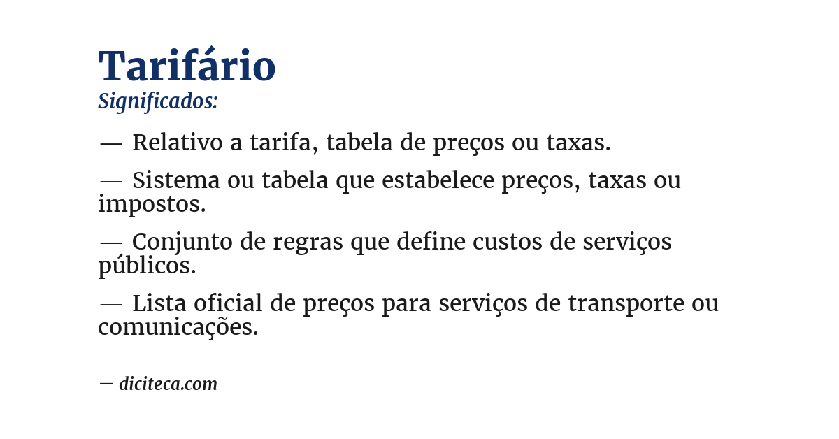 Significado de tarifário