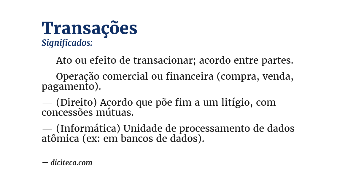 Significado de transações