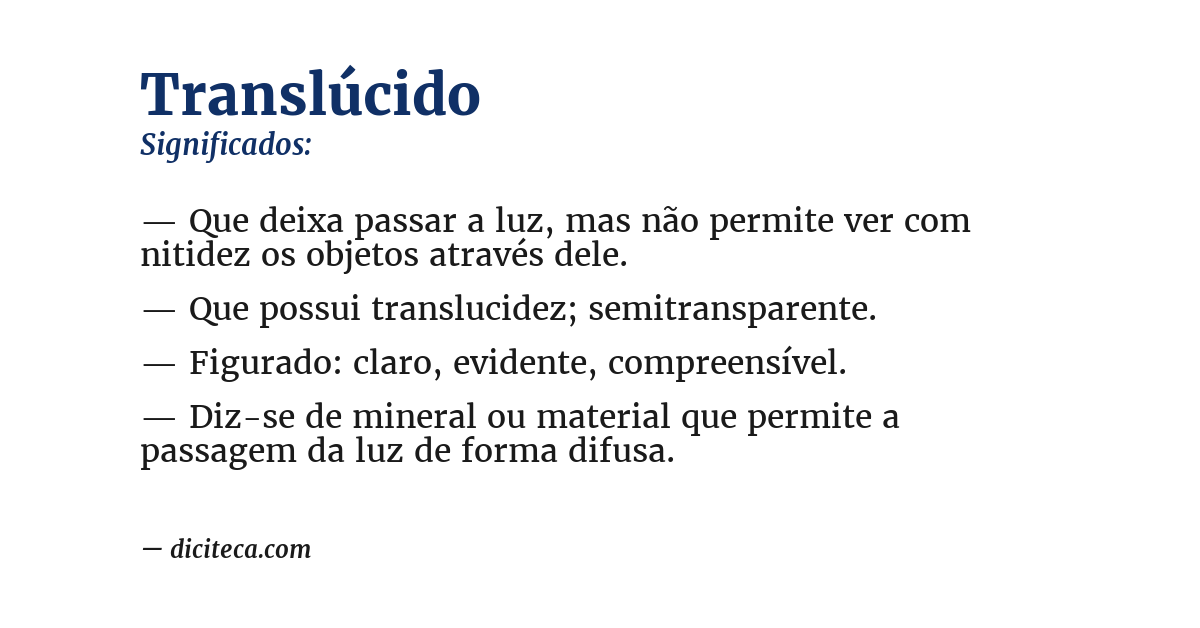 Significado de translúcido