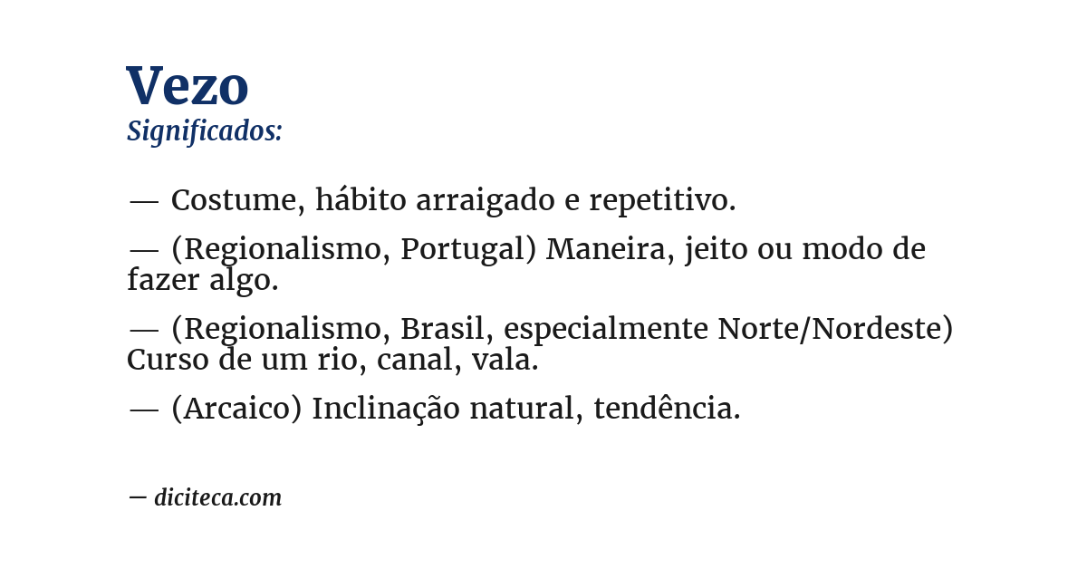 Significado de vezo