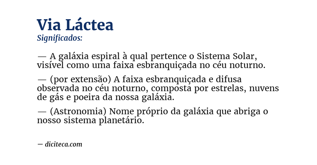Significado de via láctea
