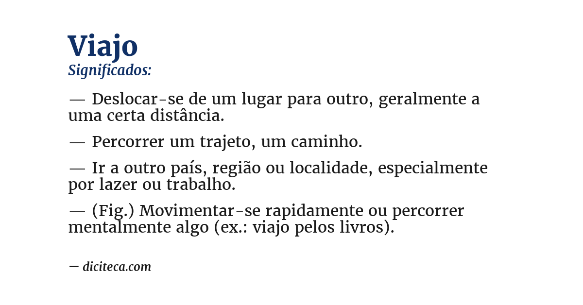 Significado de viajo