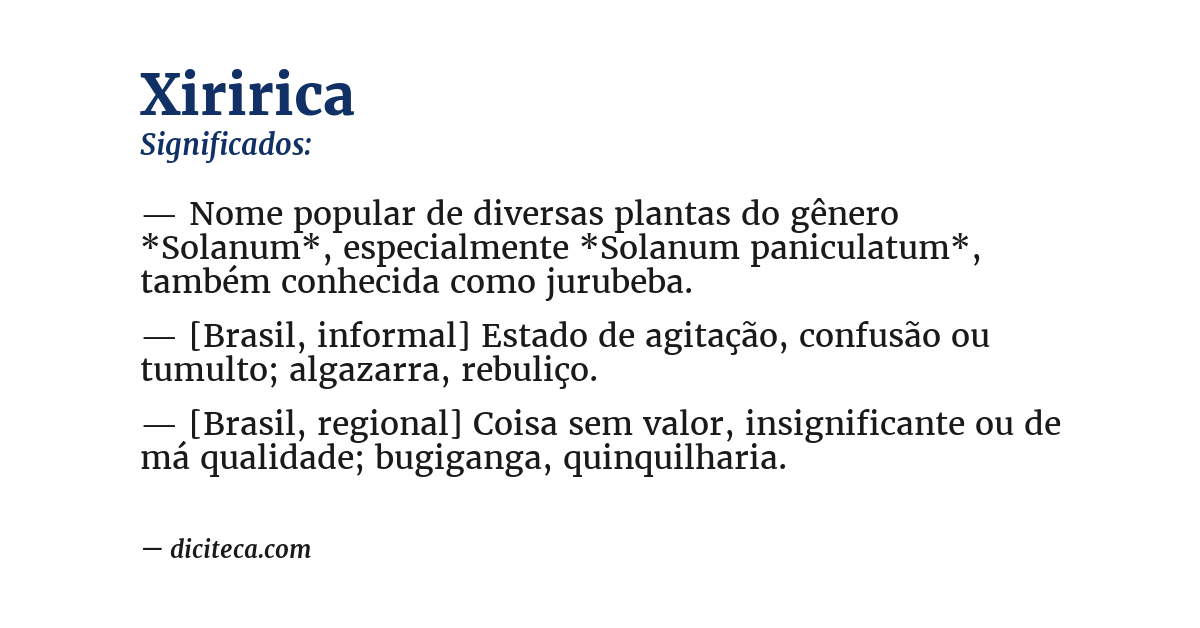 Significado de xiririca