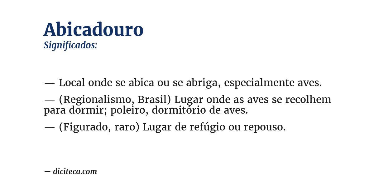 Significado de abicadouro