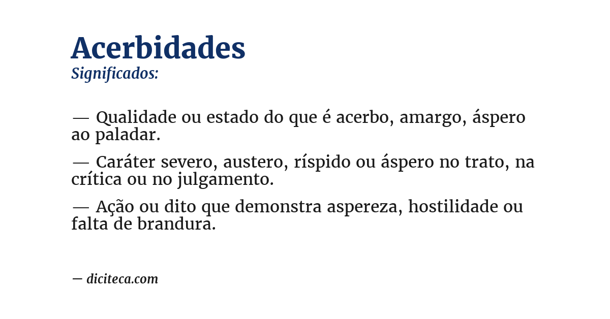 Significado de acerbidades