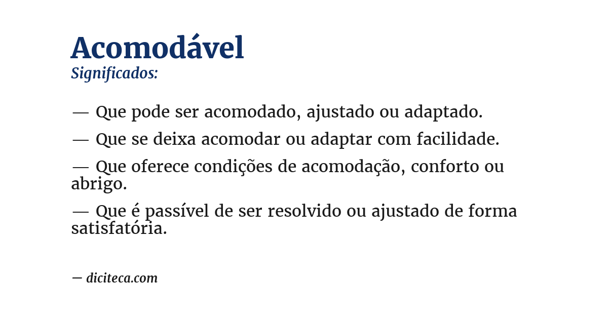 Significado de acomodável