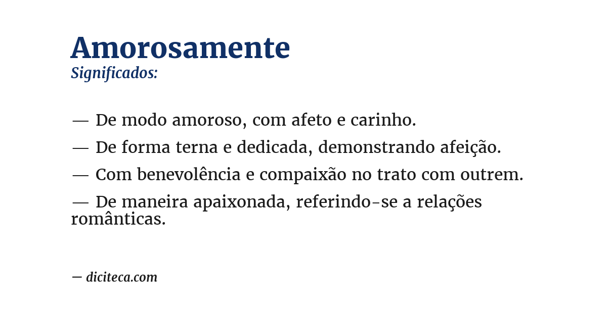 Significado de amorosamente