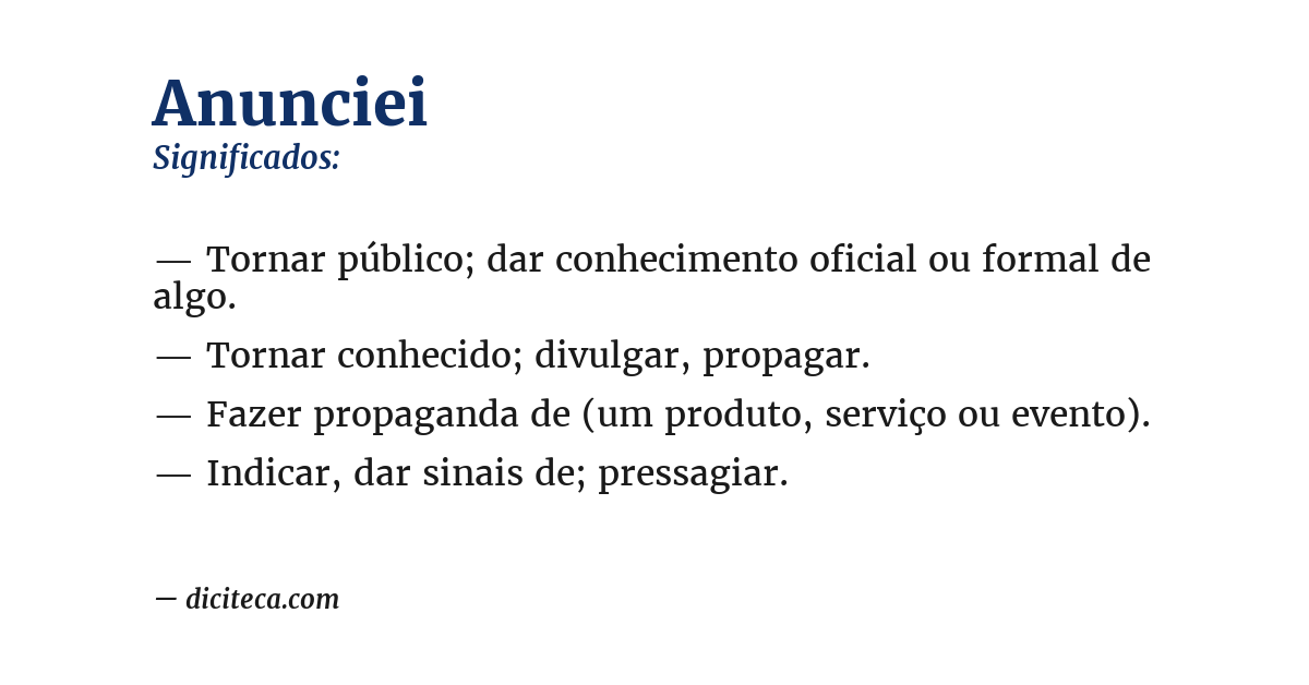 Significado de anunciei