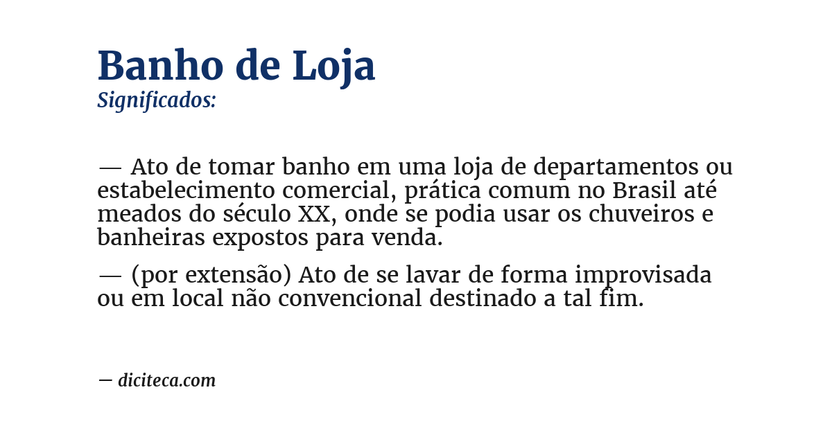 Significado de banho de loja