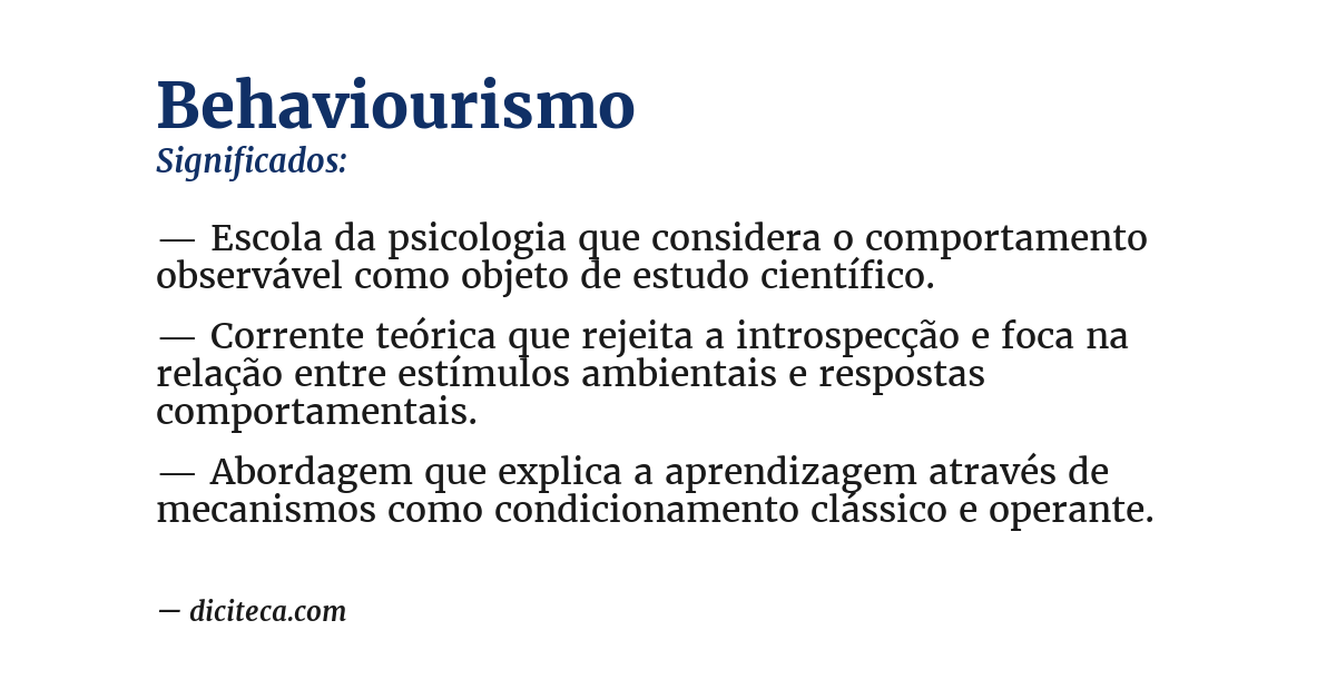 Significado de behaviourismo