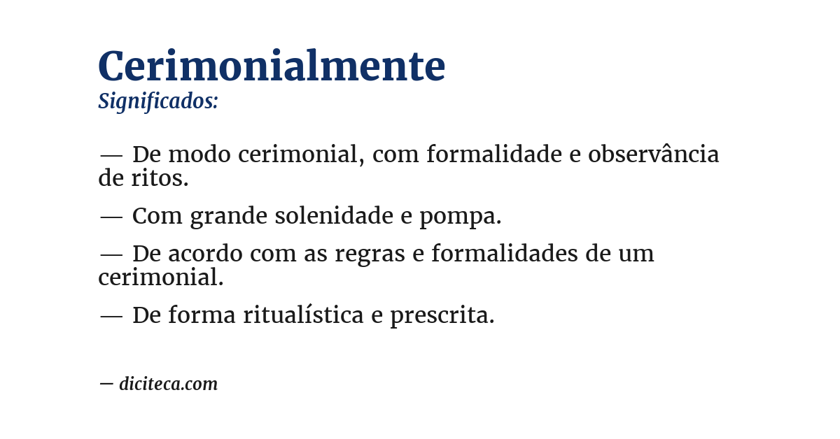 Significado de cerimonialmente