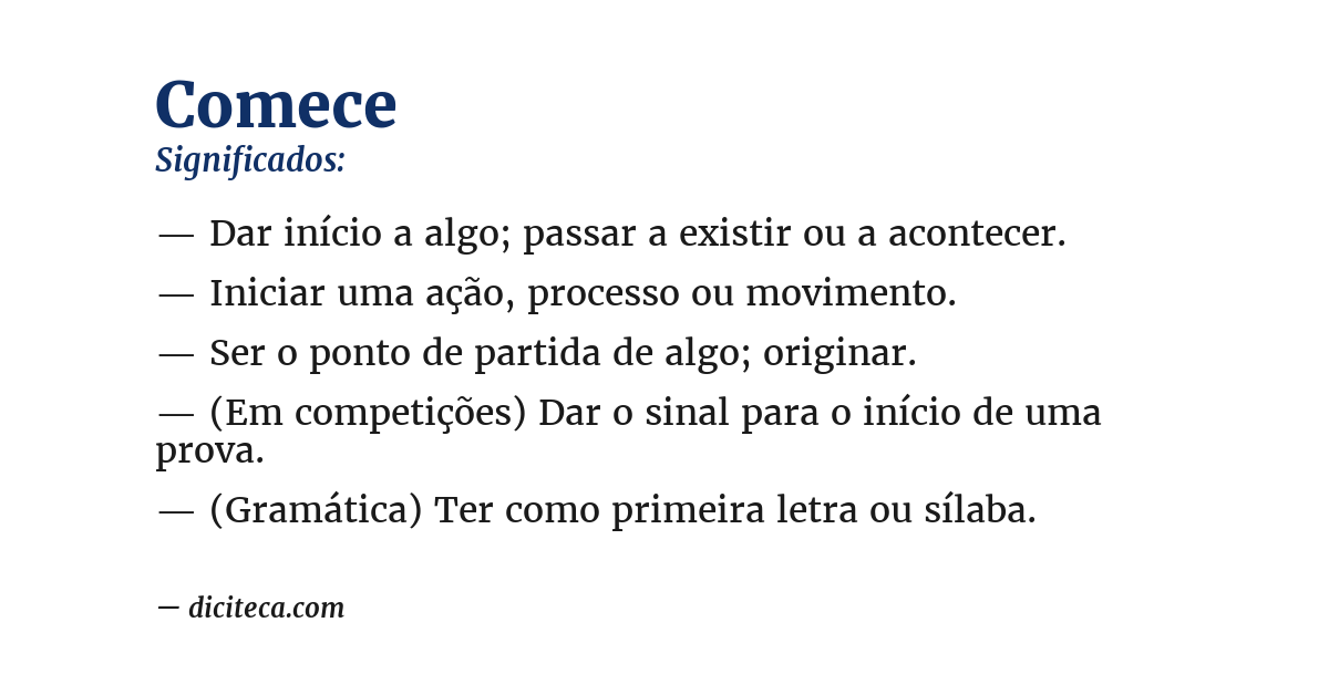 Significado de comece
