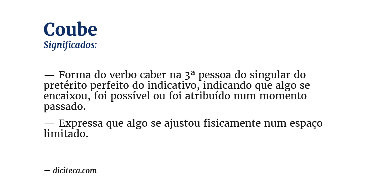 Significado de coube