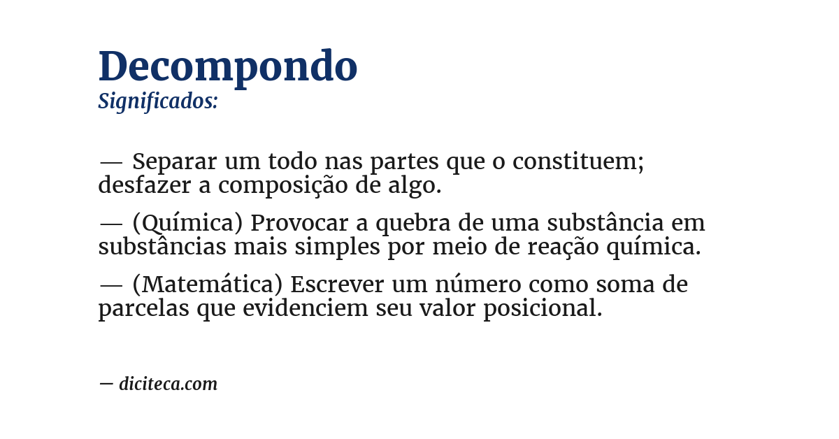 Significado de decompondo