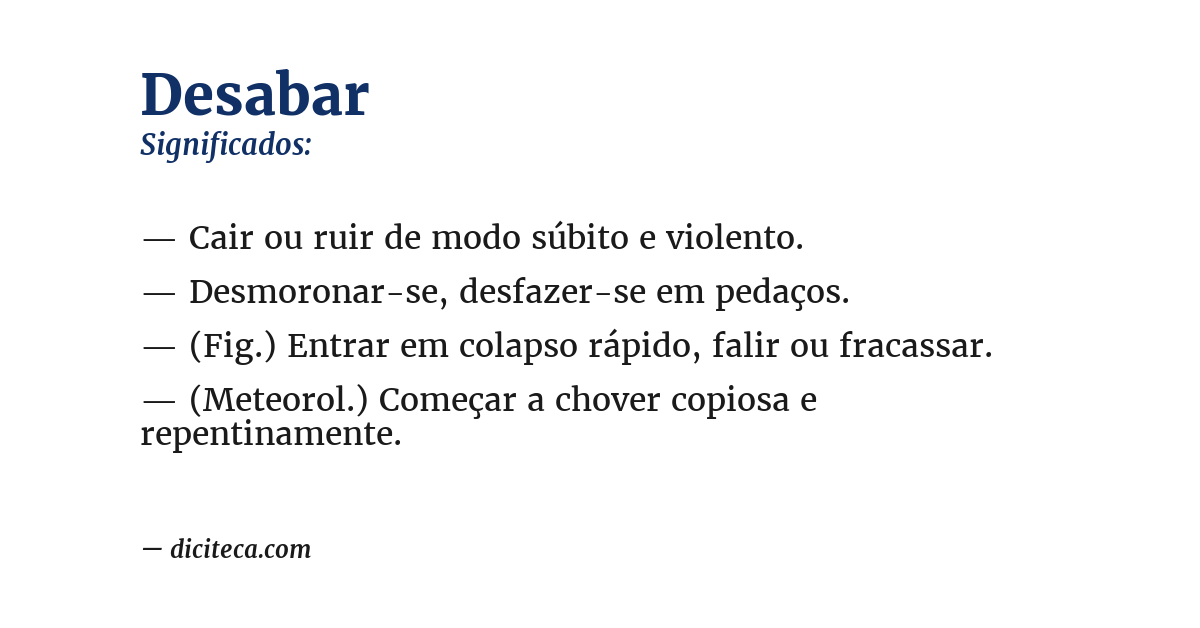 Significado de desabar