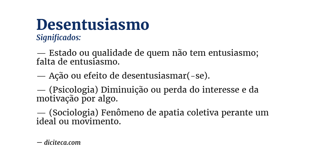 Significado de desentusiasmo