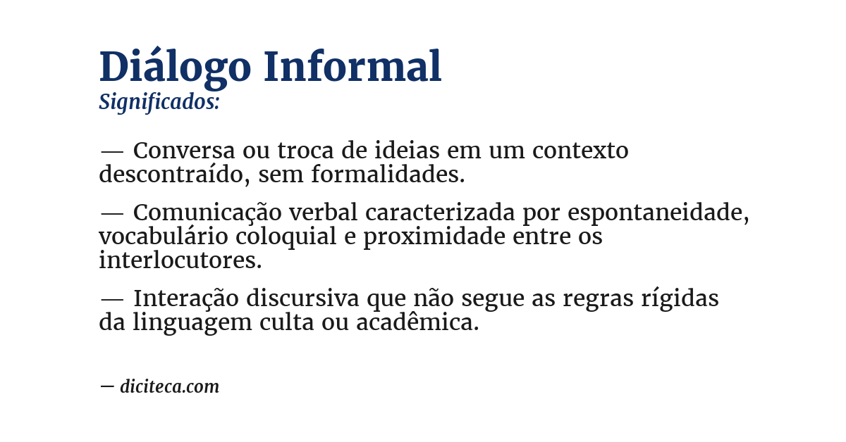Significado de diálogo informal