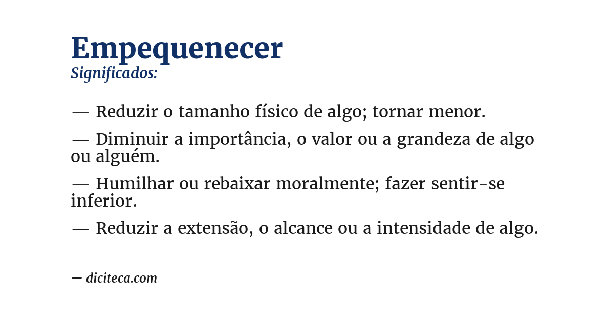 Significado de empequenecer